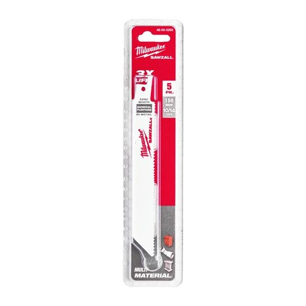 Milwaukee 150mm X 10/14tpi Wood/Metal/Plastic Sawzall Blades 480